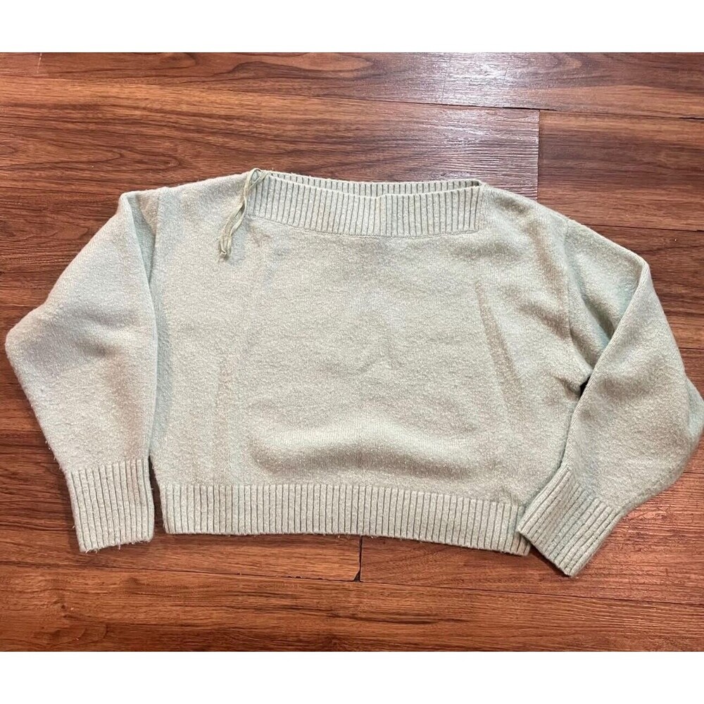 & Other Stories Paris Atelier Boat Neck Long Sleeve Sweater Green Women's Small
